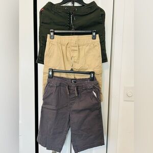 Set of Three Casual  Boy’s Shorts in Green, Tan, and  Gray size 10 elastic,drill